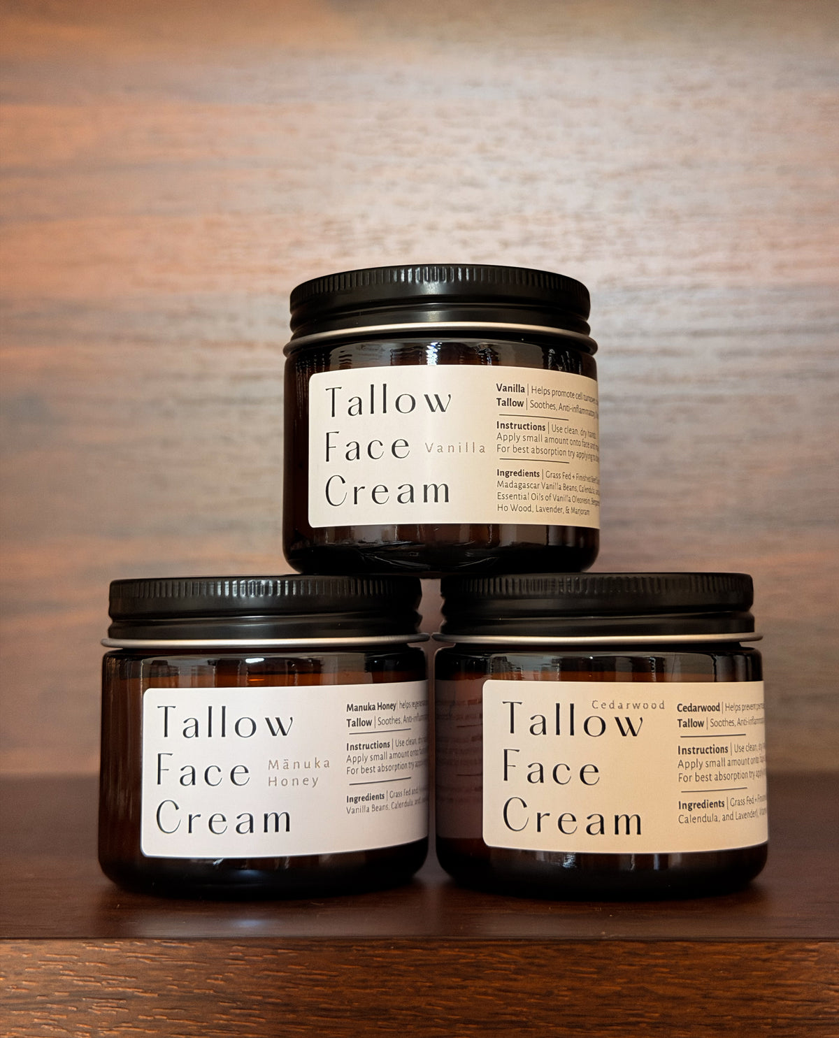 Tallow Face Crèam | PURE Grass Fed + Finished Beef Suet | Cedarwood