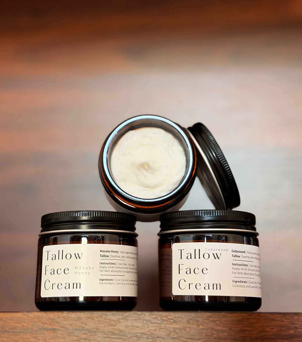 Tallow Face Crèam | PURE Grass Fed + Finished Beef Suet | Cedarwood